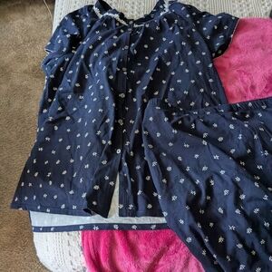 Navy Blue Floral PJ Set